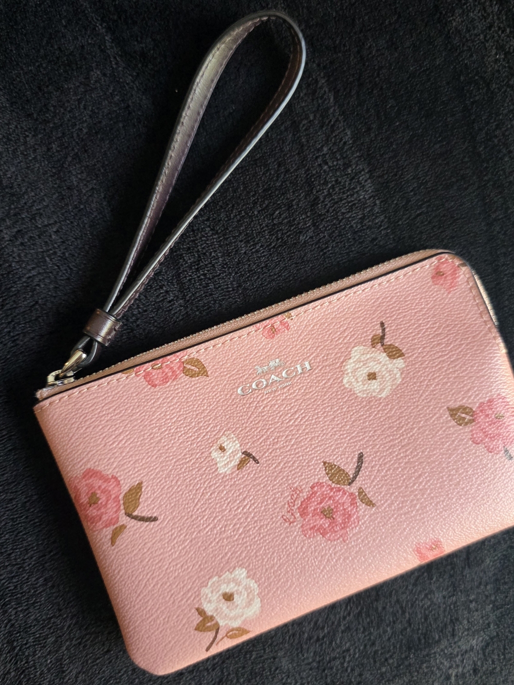 Coach Pink Floral Varsity Bomber Jacket + Matching Wristlet Bundle Medium - Picture 10 of 16